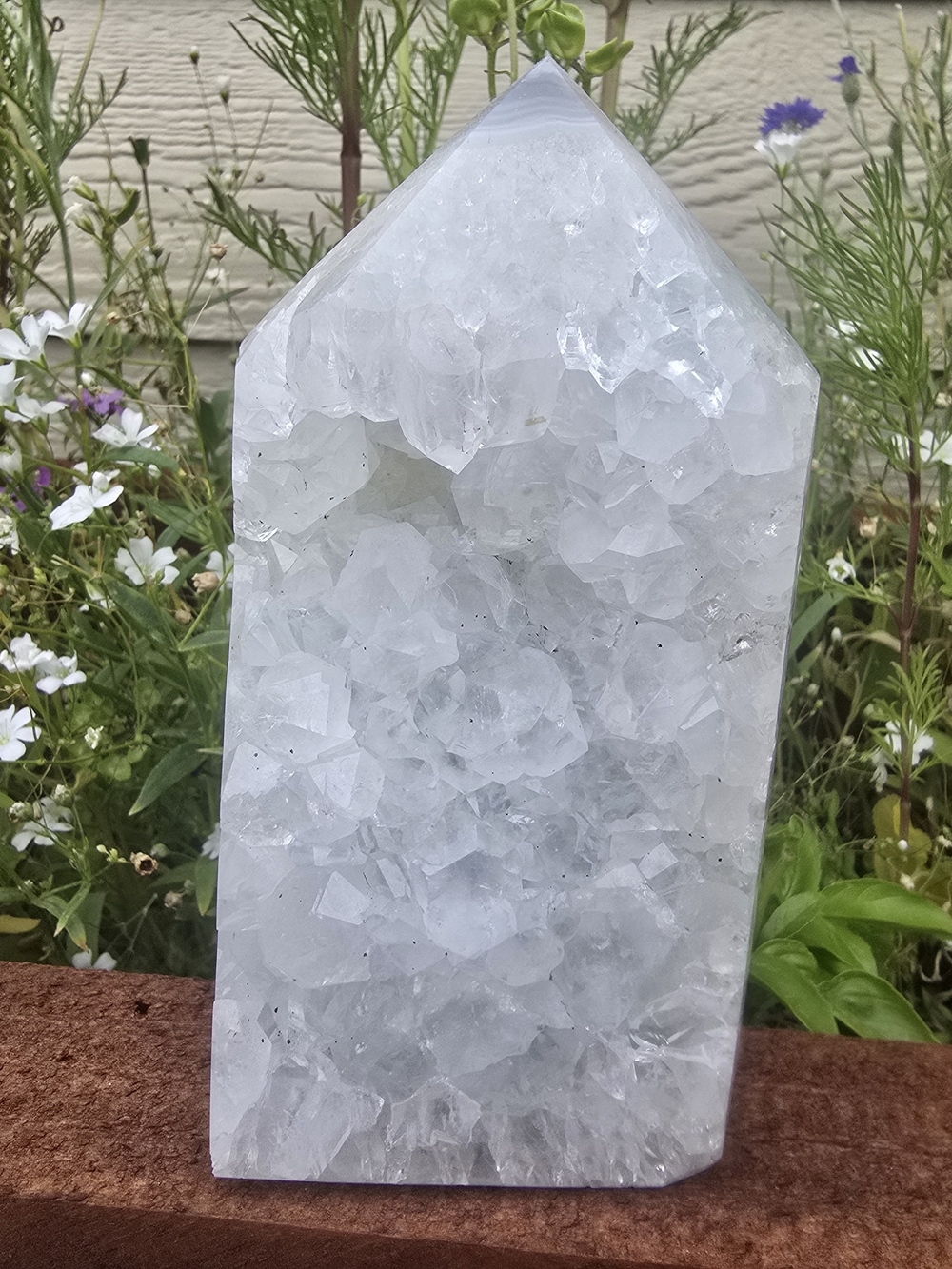Agate Druzy Crystal Tower Polished Natural Gemstone Display Specimen
